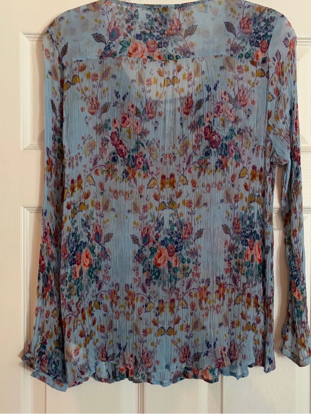 208 // Boho floral Lucky Brand semi-sheer blouse // XL - Picture 5 of 6